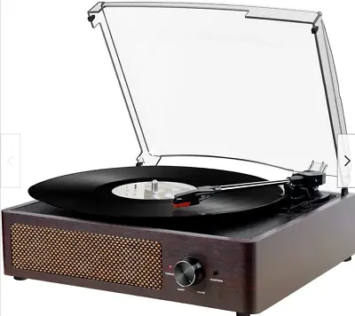Vinyl Record Player Bluetooth Belt-Driven 3-Speed Turntable Vintage W/ Speakers • £35
