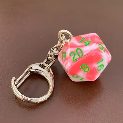 £2.49 • Buy D20 Dice Keyring - White And Pink - Opaque - Dice - Geek - Games Master - D&D.