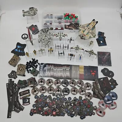 FFG Star Wars X-Wing Miniatures Lot Of 18 Ships Cards Dials Dice And More! • $61