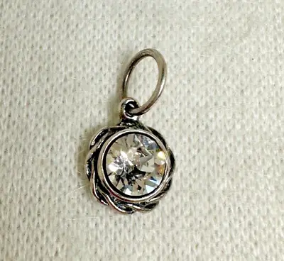 C&H Sterling Silver Twisted Rope Pendant With Large Faceted CZ - Vintage - 7/8  • $19.99