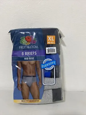 New Fruit Of The Loom 6-Pack Men's Tagless Briefs Underwear Mid Rise XL (40-42) • $8.49