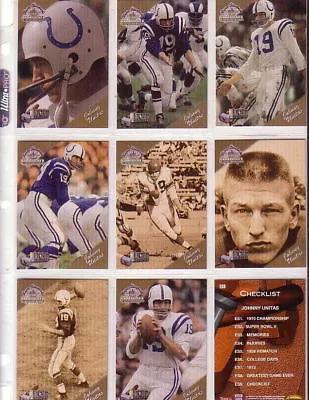 1994 Ted Williams Etched In Stone Johnny Unitas Complete 9 Card Set   • $10.99