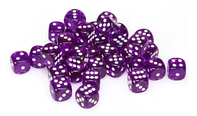 Dice Lot - 35: 6 Sided Dice - Translucent Purple W/ White Numbers • $9.31