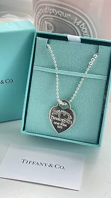 Tiffany & Co. Return To Tiffany Etched Heart Beaded Necklace In Silver NEW • $275