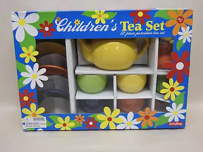 2008 Schylling 13pc Children's Porcelain Tea Set Retro Fiesta Style NewOldStock • $19.95