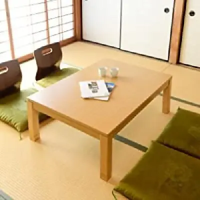 105x75cm Japanese Wooden Kotatsu Table Foot Heater Modern Square Light Brown • £615.08