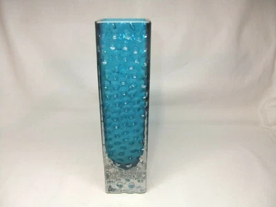 £49.99 • Buy 1960s Whitefriars Geoffrey Baxter Nailhead Textured Kingfisher Blue Vase 9683
