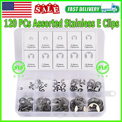 120Pcs E Clips C Circlip Stainless Steel Kit Retaining Ring Assorted 1.5 To 10mm • $8.45