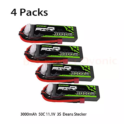 4X Ovonic 11.1V 3000mAh 50C 3S Lipo Battery With T Plug For RC Heli Jet Crawlers • $96.89