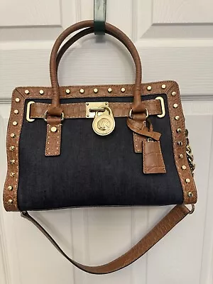 MK Michael Kors  Hamilton East West Denim Satchel Crossbody With Gold Hardware • $75