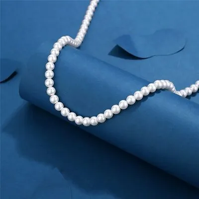 Pearl Imitation White Cream Simple Handmade Strand Bead Necklace Men Women UK • £4.19