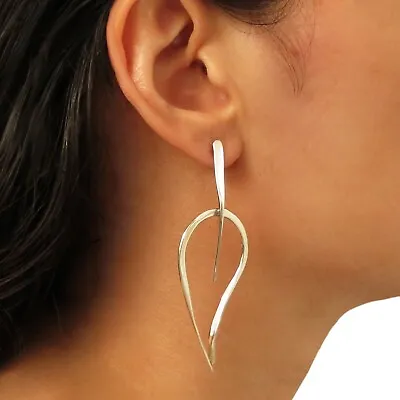 Large Tree Leaf 925 Sterling Silver Drop Earrings • £39.99