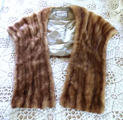 Mink Fur Shoulder Stole Wrap Cape Shawl Vintage Brown Coddington Furriers • $45