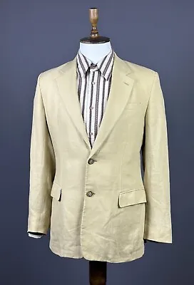 Vintage 90's VERSACE Beige Linen Two Button Sport Coat Blazer Jacket Size 52 • $79.99