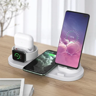 $15.59 • Buy 6in1 Qi Wireless Charger Fast Charging Dock For Airpods Apple Watch IPhone H1