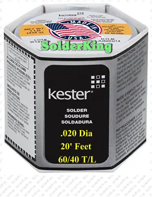 GENUINE KESTER SOLDER 60/40 0.020” (0.5mm) ROSIN CORE 20 FEET + FLUX  READ AD  • $7.10