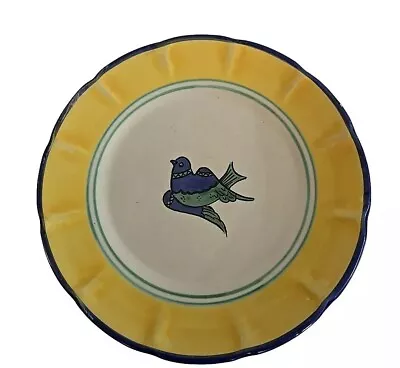 Solimene Vietri Italian Pottery Bird Blue Yellow Dinner Plate  • $24.90