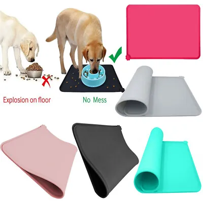 £5.35 • Buy Pet Puppy Silicone Feeding Food Mat Dog Cat Non Slip Bowl Waterproof Placemat UK