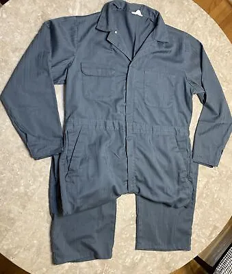 Vtg Big Mac Coveralls Mens 44L Machine Wash No Iron Cargo Carpenter Bibs Gray • $34.88