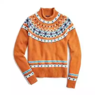 J. Crew  Fair Isle Rollneck Sweater In Adobe Multi Lambswool Size XS AF011 • $45