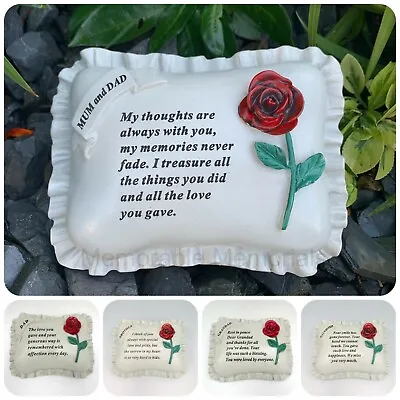 Large Red Rose Memorial Pillow Tribute Graveside Ornament Tribute Plaque Garden • £14.95