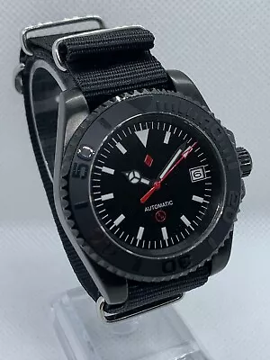 Mens 40MM Custom Mod Watch With Black Dagaz Dial Seiko NH35 Sapphire Crystal • $229