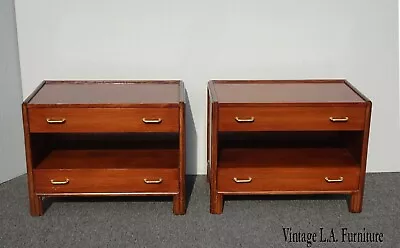Pair Of Vintage Mid Century Modern McGuire Nightstands Side Tables W Two Drawers • $2650