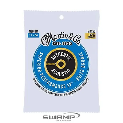 Martin MA150 Authentic Acoustic SP 80/20 Bronze Guitar String Set Medium 13-56 • $12.99