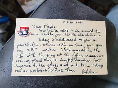 WWII USO Fort. George G Meade MD.  To Wash. D.C. Postcard Postmark  1943 • $8