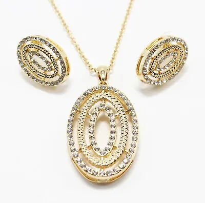 Gold Rhinestone Necklace & Earring Set New In Box By MIXIT #BX020 • $8.99