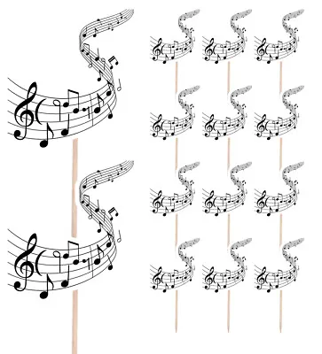 £5.99 • Buy 14 Party Food & Cup Cake Picks Sticks Decorations Toppers Music Musical Notes