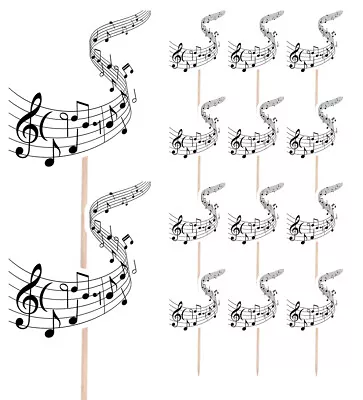 £5.99 • Buy 14 Party Food & Cup Cake Picks Sticks Decorations Toppers Music Musical Notes
