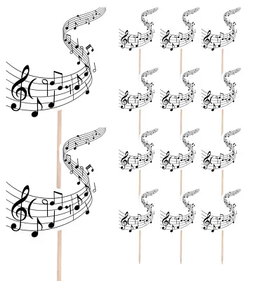 14 Party Food & Cup Cake Picks Sticks Decorations Toppers Music Musical Notes • £5.99