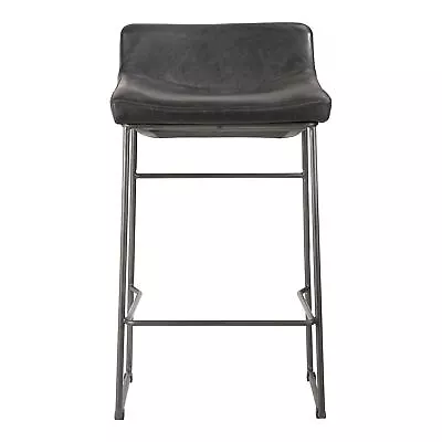 Moe's Home Collection's Starlet Counter Stool Onyx Black Leather Set Of 2 • $1658