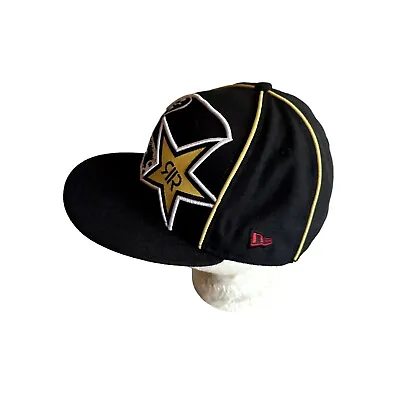 Rockstar Energy Metal Mulisha Flat Brim Black Yellow Hat Cap Size 7 3/8 • $22.49