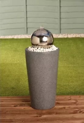 £119.99 • Buy New Stainless Steel Self Contained Grey Gazing Ball Water Feature Garden Patio