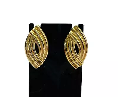 Vintage Trifari Earrings Gold Tone Pierced Style 1970s Push On Backs Estate 1.25 • $18