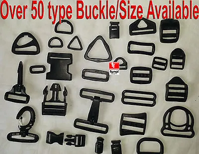 £4.29 • Buy Black Plastic Side Release Buckles For Webbing Bags Straps 3 BAR SLIDES Clip