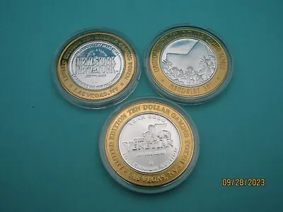 $22.50 • Buy Lot Of 3, Mixed Limited Edition $10 Casino Gaming Tokens .999 Fine Silver. C353