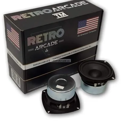 2 Pack RetroArcade.us 4 In Round Woofer HiFi Stereo Jamma Speaker 30W RMS 8 Ohm • $19.96