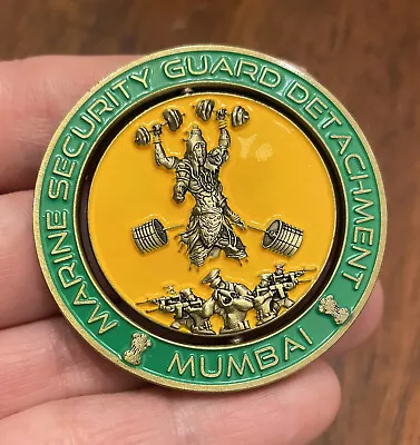 Marine Security Guard  (MSG) Detachment Mumbai India - Spinning Challenge Coin • $65