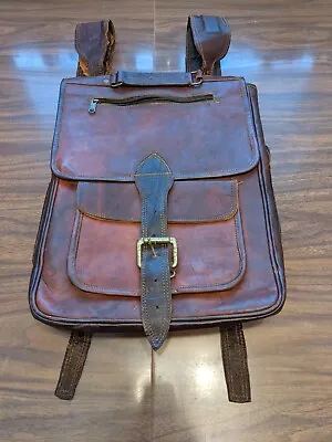 STRAPS NEED TLC True VINTAGE MCM Brown Leather Rectangular Backpack Briefcase • $50