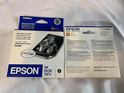 2 Sealed Epson Ink Cartridges TO59820 Matte Black For R2400 Exp: 2008 And 2009 • $10