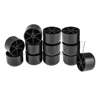 $14.30 • Buy Plastic Round Furniture Legs DIY Sofa Couch Chair Feet 50x35mm Set Of 12 Black