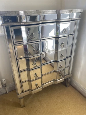 £160 • Buy Venetian Mirrored Chest Of Drawers - 5 Drawers