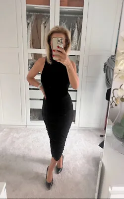 Zara Long Halter Neck Bodycon Dress XS • £16