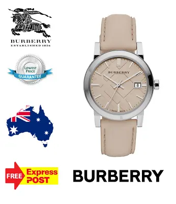 New Burberry 'the City' Bu9107 Silver/beige Leather Check Womens Watch • $319.99