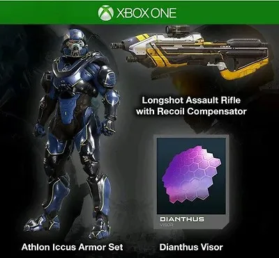 Halo 5 Guardians Athlon Armor Longshot Assault Rifle & Rare Dianthus Visor DLC • $9.99