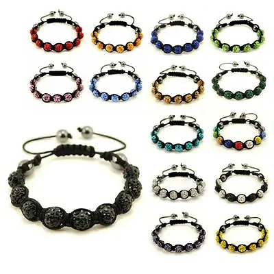 SPARKLING CRYSTAL BEAD BRACELET 10mm Shamballa Style Pave Disco Ball Hip Hop NEW • $7.95