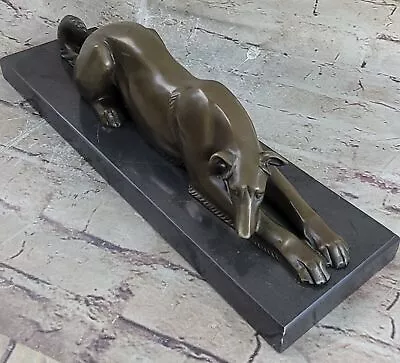 LARGE RARE Bronze Brass Greyhound Whippet Dog Statue Unique Vintage Sculpture • $124.50